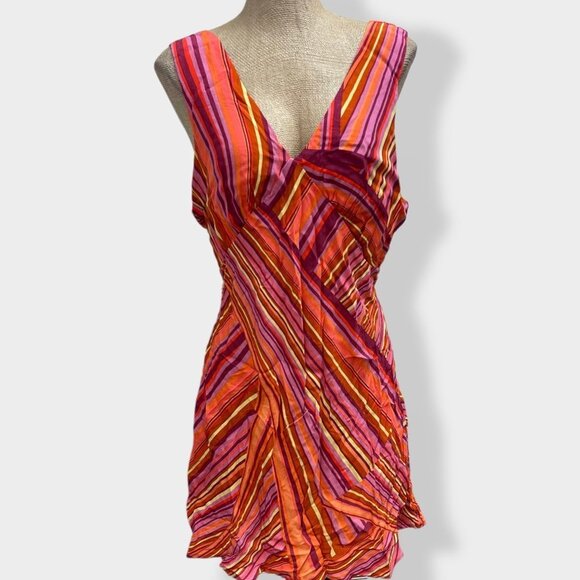 WILD Fable Pink Multistripe Woven Slip Dress XL - Picture 2 of 6
